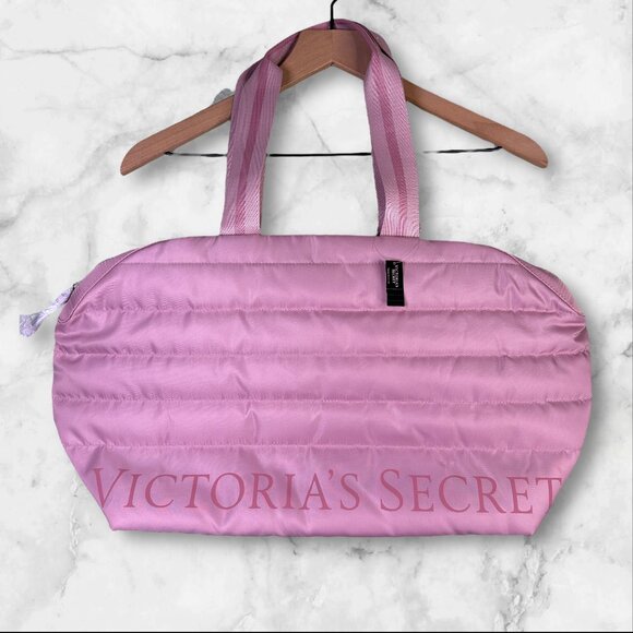 Victoria's Secret Handbags - Victoria's Secret Pink Quilted Duffle Bag Tote‎ New Barbiecore Gym Bag Travel